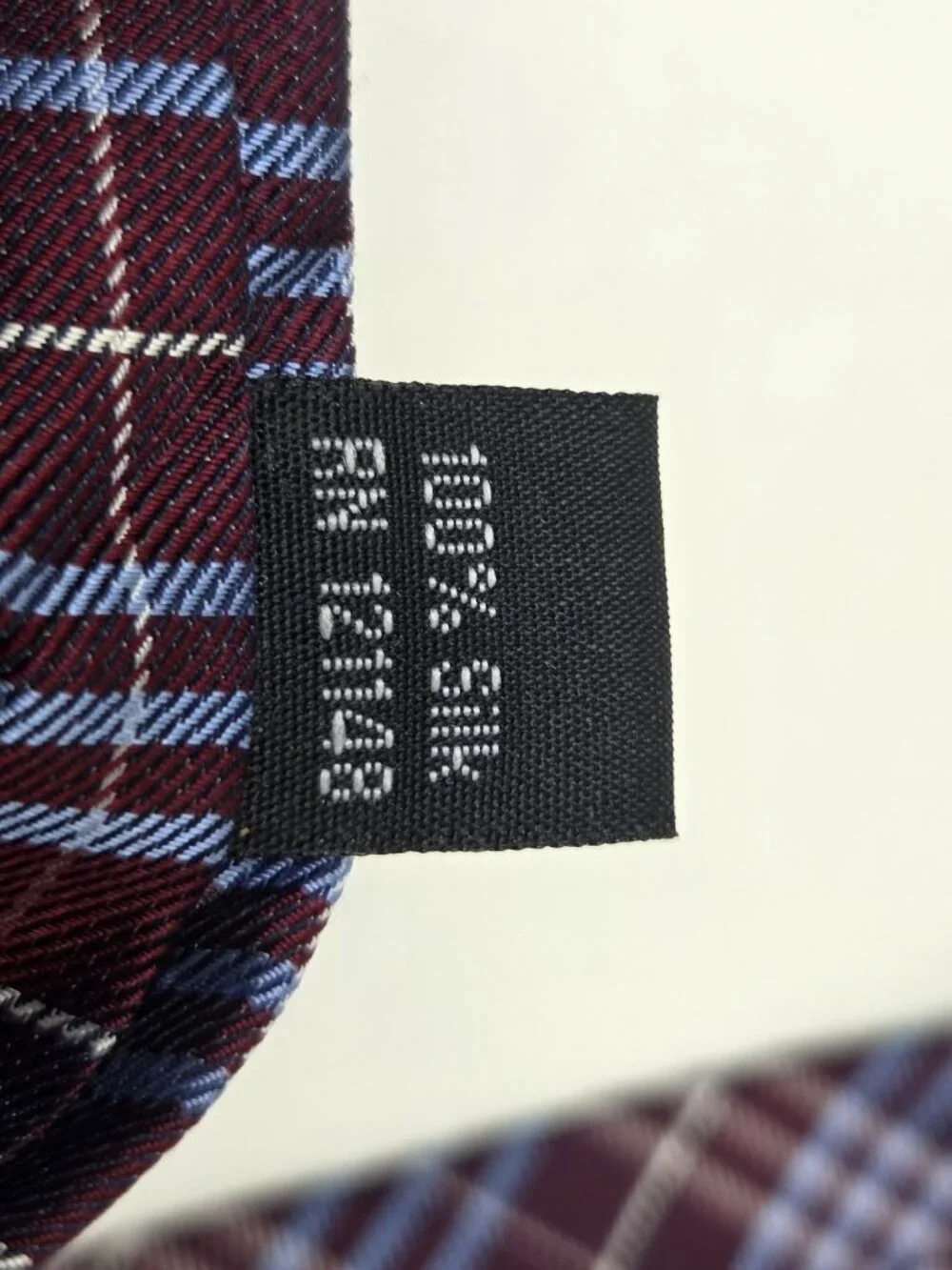 Joseph And Lyman Mens 100% Silk Tie 58 Inch Burgundy Blue Plaid Pattern